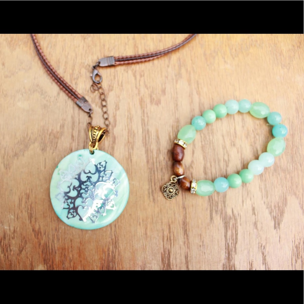 Handmade Teal medallion set
